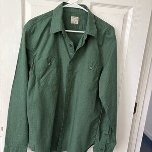J CREW MENS WORK SHIRT - GREEN--SIZE L BUTTON DOWN